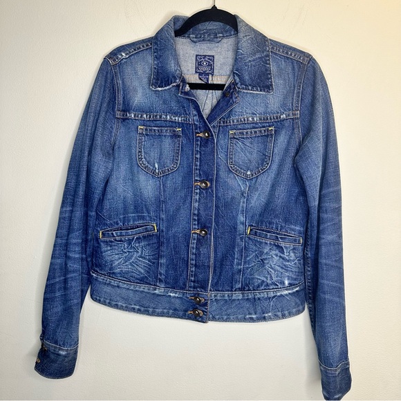 Lucky Brand Jackets & Blazers - Lucky Brand DUNGAREES Womens Jean Wralee Denim Jacket Star Aplique Size L
